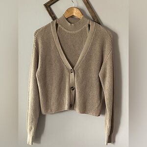 Women’s ECO BY DESIGN Set Of Halter Top & Button-Front Knit Cardigan